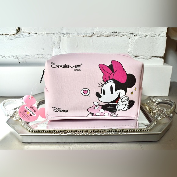 NEW CRÈME Shop Disney Mickey & Minnie Mouse Travel Pouch Pink - Picture 3 of 11